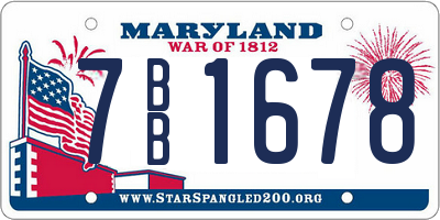 MD license plate 7BB1678