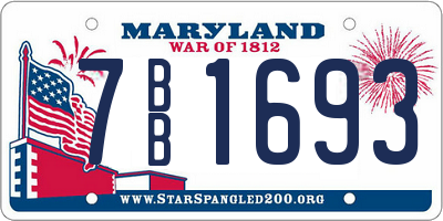 MD license plate 7BB1693