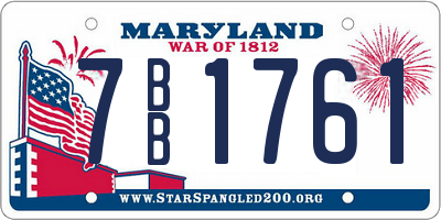 MD license plate 7BB1761