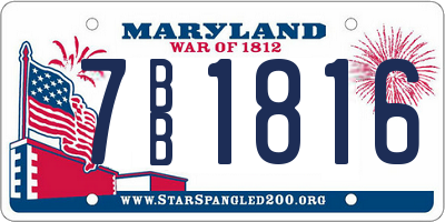 MD license plate 7BB1816