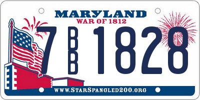 MD license plate 7BB1828