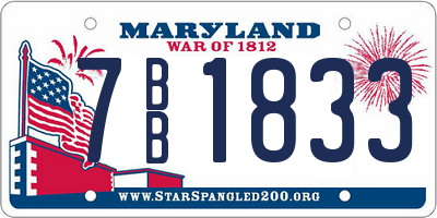 MD license plate 7BB1833
