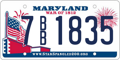 MD license plate 7BB1835