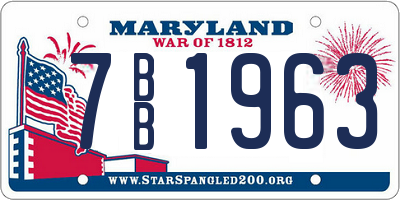 MD license plate 7BB1963