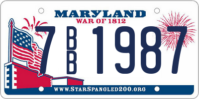 MD license plate 7BB1987