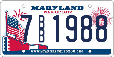 MD license plate 7BB1988