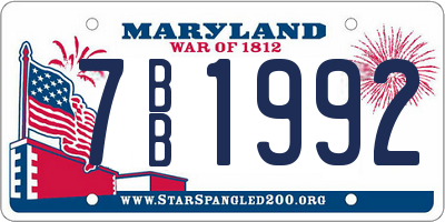 MD license plate 7BB1992
