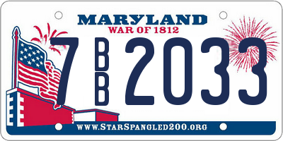 MD license plate 7BB2033