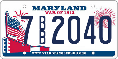 MD license plate 7BB2040
