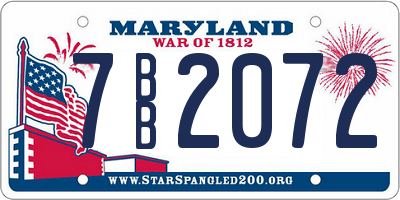 MD license plate 7BB2072