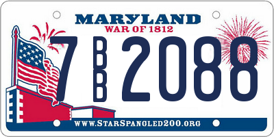 MD license plate 7BB2088