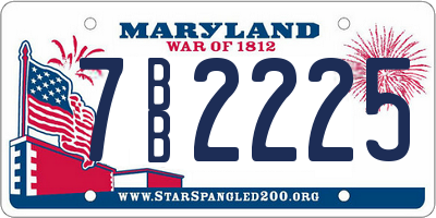 MD license plate 7BB2225