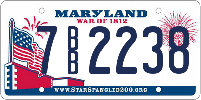 MD license plate 7BB2238