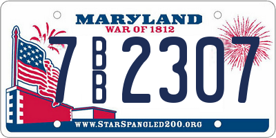 MD license plate 7BB2307