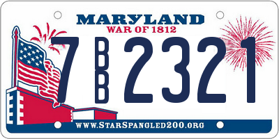 MD license plate 7BB2321