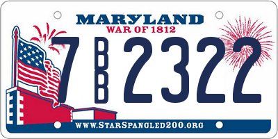 MD license plate 7BB2322