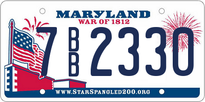 MD license plate 7BB2330