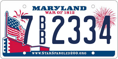 MD license plate 7BB2334