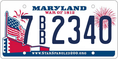 MD license plate 7BB2340
