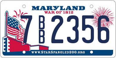 MD license plate 7BB2356