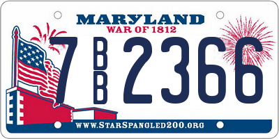 MD license plate 7BB2366