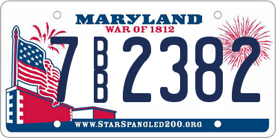 MD license plate 7BB2382