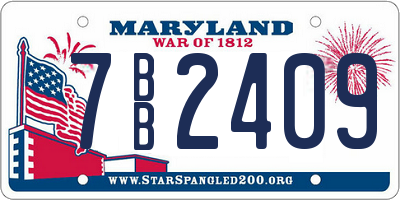 MD license plate 7BB2409