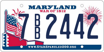 MD license plate 7BB2442