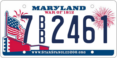 MD license plate 7BB2461