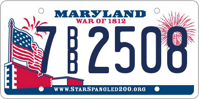 MD license plate 7BB2508