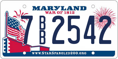MD license plate 7BB2542