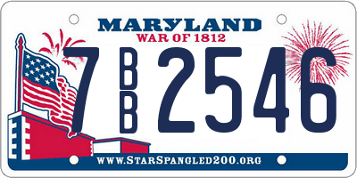 MD license plate 7BB2546