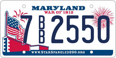 MD license plate 7BB2550