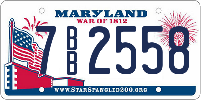 MD license plate 7BB2558