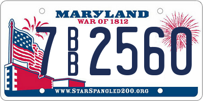 MD license plate 7BB2560