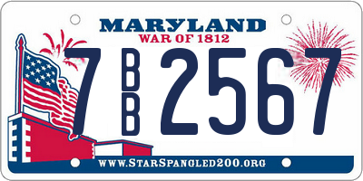MD license plate 7BB2567