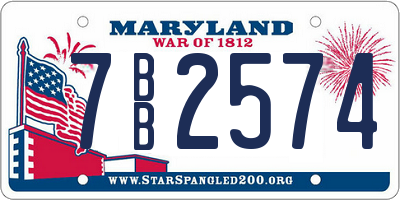 MD license plate 7BB2574