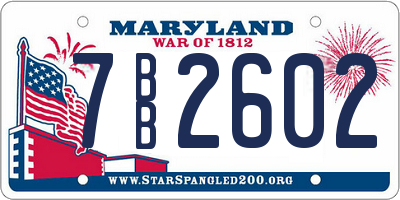MD license plate 7BB2602