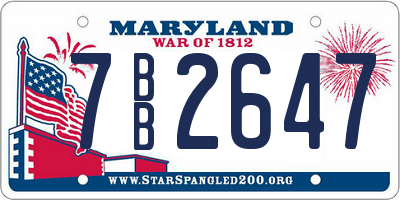 MD license plate 7BB2647