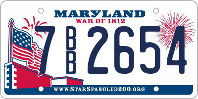 MD license plate 7BB2654