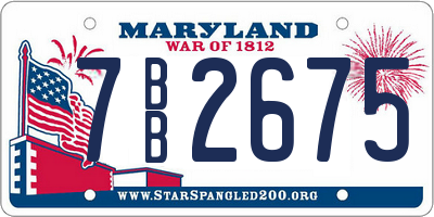 MD license plate 7BB2675