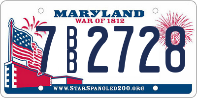 MD license plate 7BB2728