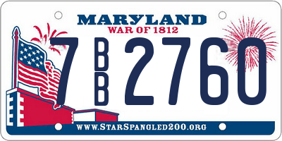 MD license plate 7BB2760