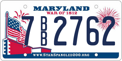 MD license plate 7BB2762