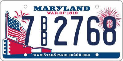 MD license plate 7BB2768