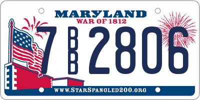 MD license plate 7BB2806