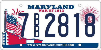 MD license plate 7BB2818