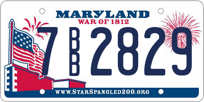 MD license plate 7BB2829