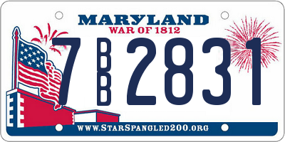 MD license plate 7BB2831