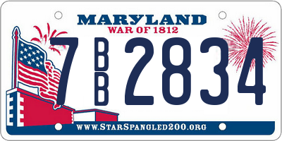 MD license plate 7BB2834